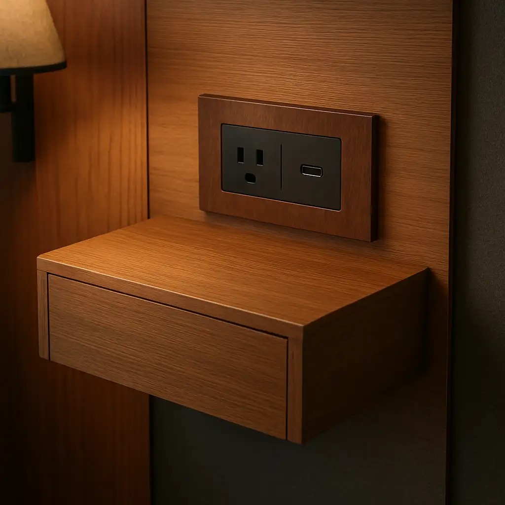 How to Safely Integrate Power Outlets, USB Ports, and Switches into Hotel Bedside Tables