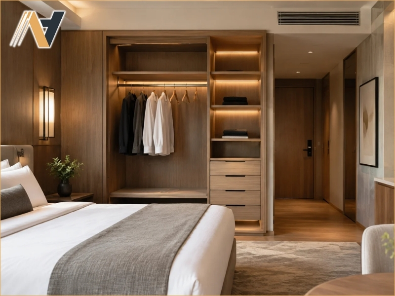 Considering the available space and wardrobe dimensions